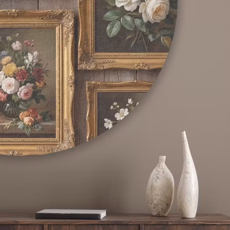 Bloemen - Rozen - Klassiek - Vaas - Kleurrijk Akoestische PET Vilt - Rond klein -sfeer5_closeup