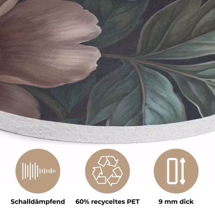 Bloemen - Vlinder - Natuur - Modern - Paars Akoestische PET Vilt - Rond klein -closeup_DE