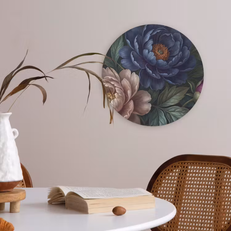Bloemen - Vlinder - Natuur - Modern - Paars Akoestische PET Vilt - Rond klein -sfeer3