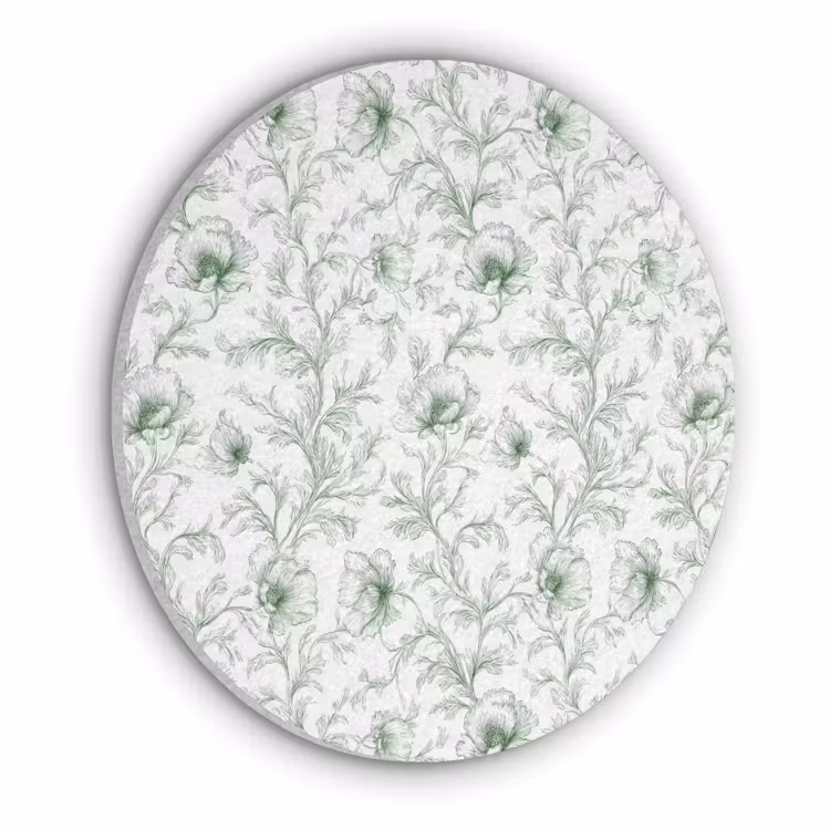 Bloemen - Getekend - Groen Akoestische PET Vilt - Rond klein 838 -3d