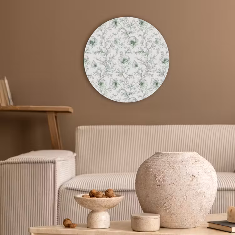 Bloemen - Getekend - Groen Akoestische PET Vilt - Rond klein 838 -sfeer1