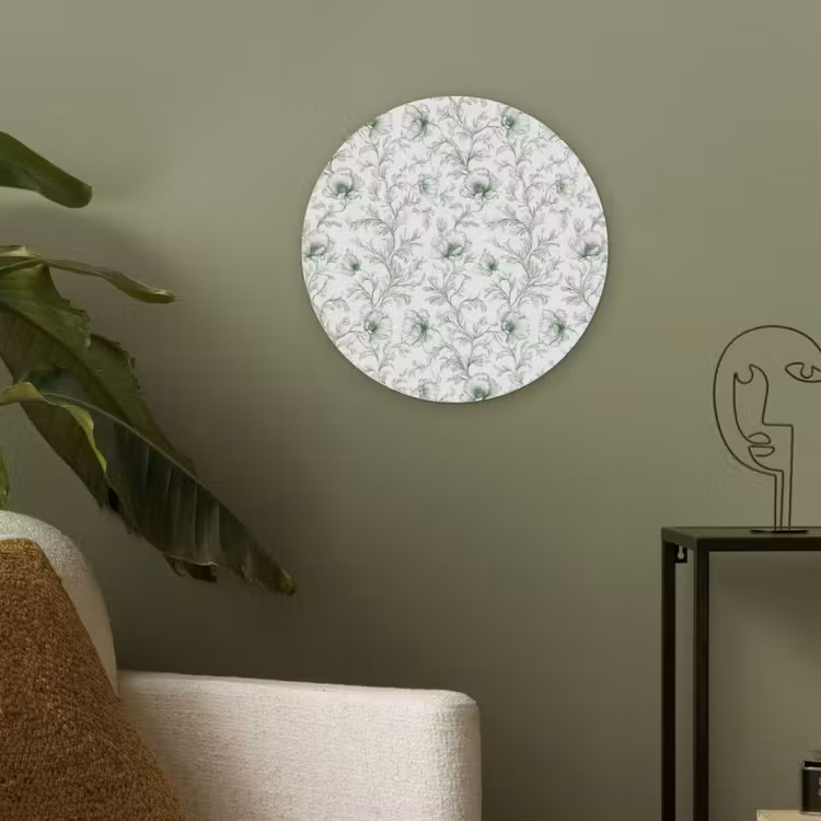 Bloemen - Getekend - Groen Akoestische PET Vilt - Rond klein 838 -sfeer2