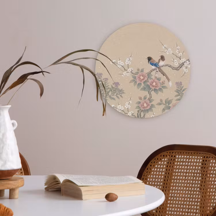 Bloemen - Vogels - Bloemen Akoestische PET Vilt - Rond klein -sfeer3
