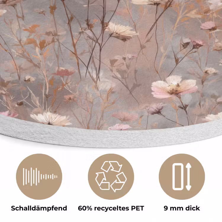 Bloemen - Wild - Pastel Akoestische PET Vilt - Rond klein 838 -closeup_DE