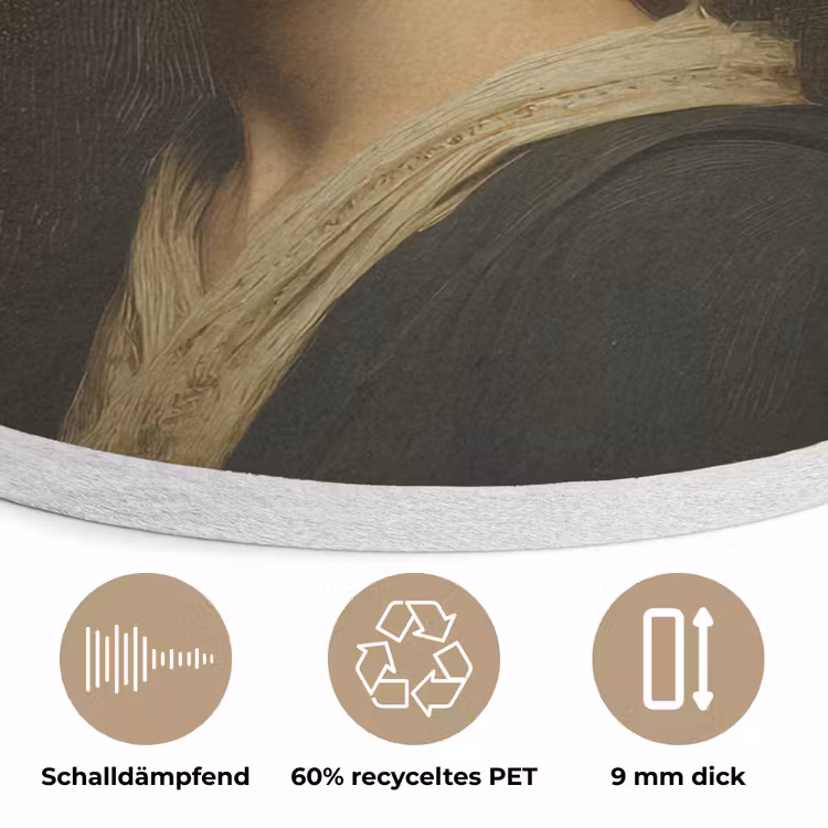 Bloemenhoed - Portret - Vrouw Akoestische PET Vilt - Rond klein -closeup_DE