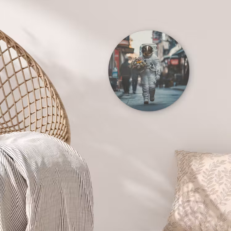 Boeket - Bloemen - Kleurrijk - Astronaut Akoestische PET Vilt - Rond klein -sfeer4