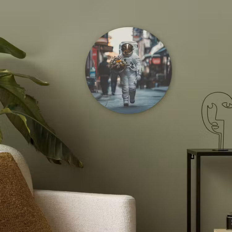 Boeket - Bloemen - Kleurrijk - Astronaut Akoestische PET Vilt - Rond klein -sfeer2