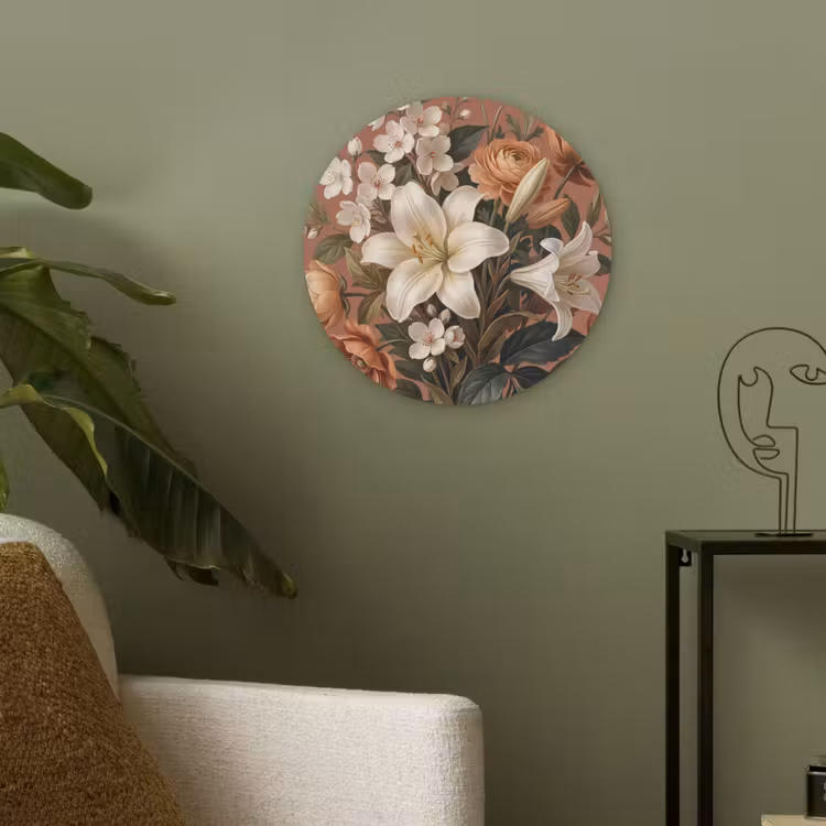 Boeket - Retro - Kleurrijk Akoestische PET Vilt - Rond klein -sfeer2