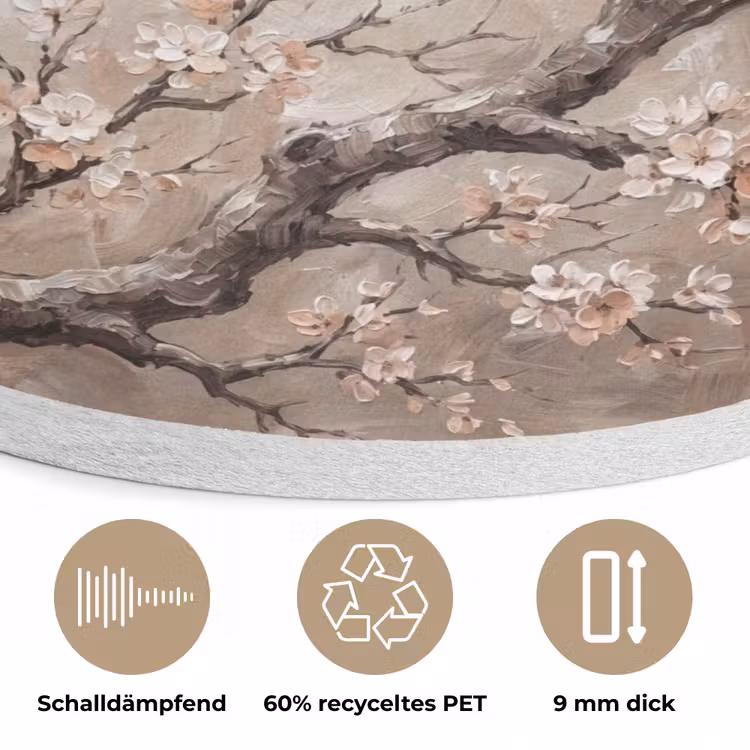 Bloesem - Takken - Schilderij - Beige - Serene Akoestische PET Vilt - Rond klein -closeup_DE
