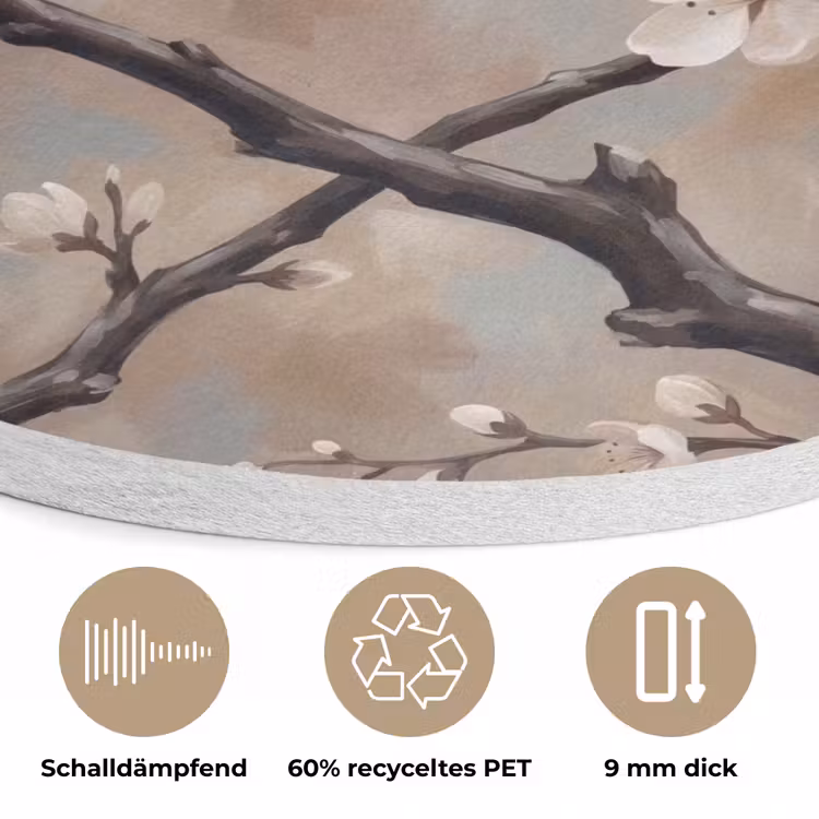Bloesem - Takken - Schilderij - Beige - Serene Akoestische PET Vilt - Rond klein -closeup_DE
