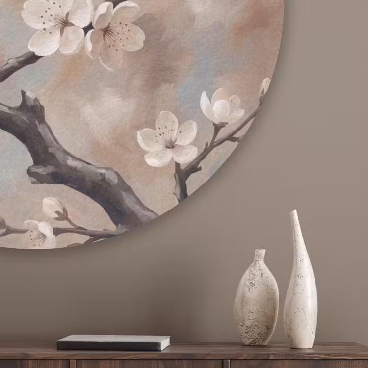 Bloesem - Takken - Schilderij - Beige - Serene Akoestische PET Vilt - Rond klein -sfeer5_closeup