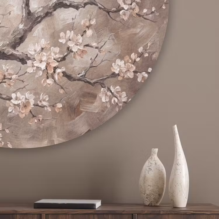 Bloesem - Takken - Schilderij - Beige - Serene Akoestische PET Vilt - Rond klein -sfeer5_closeup