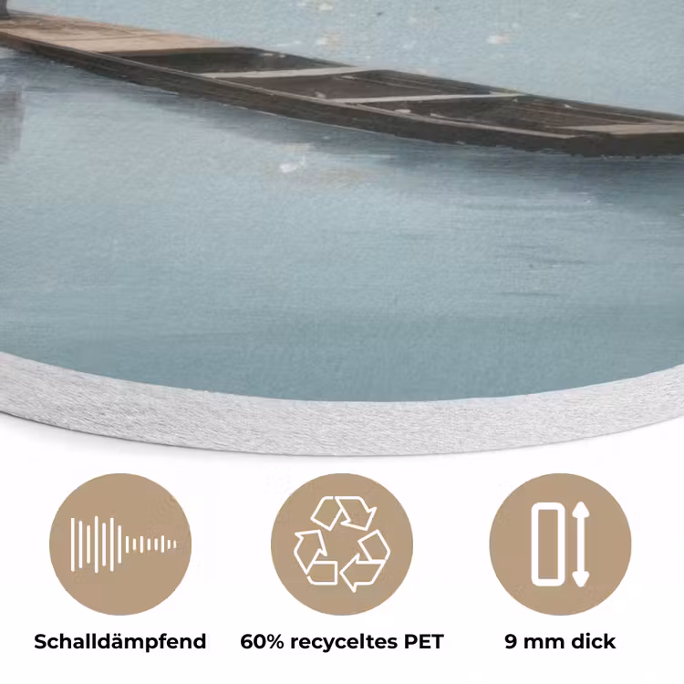 Bloesems - Minimalistisch - Wateroppervlak - Boot Akoestische PET Vilt - Rond klein -closeup_DE
