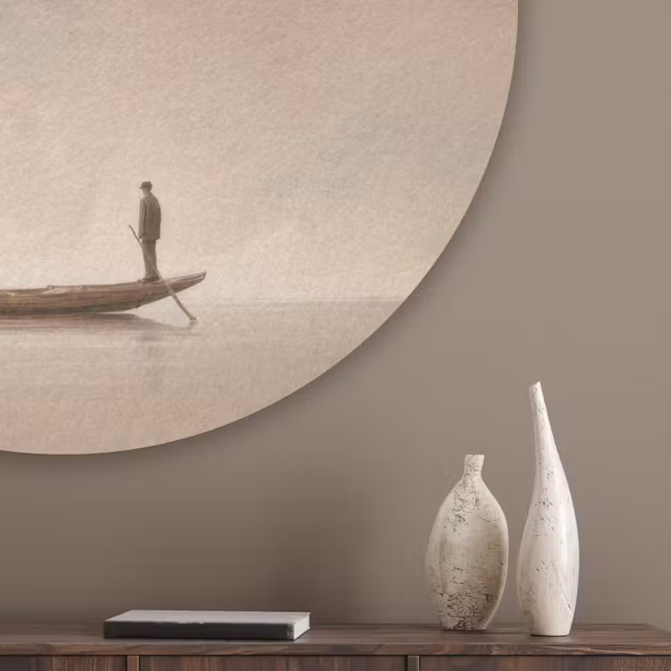 Bloesems - Wit - Boot - Minimalistisch Akoestische PET Vilt - Rond klein -sfeer5_closeup