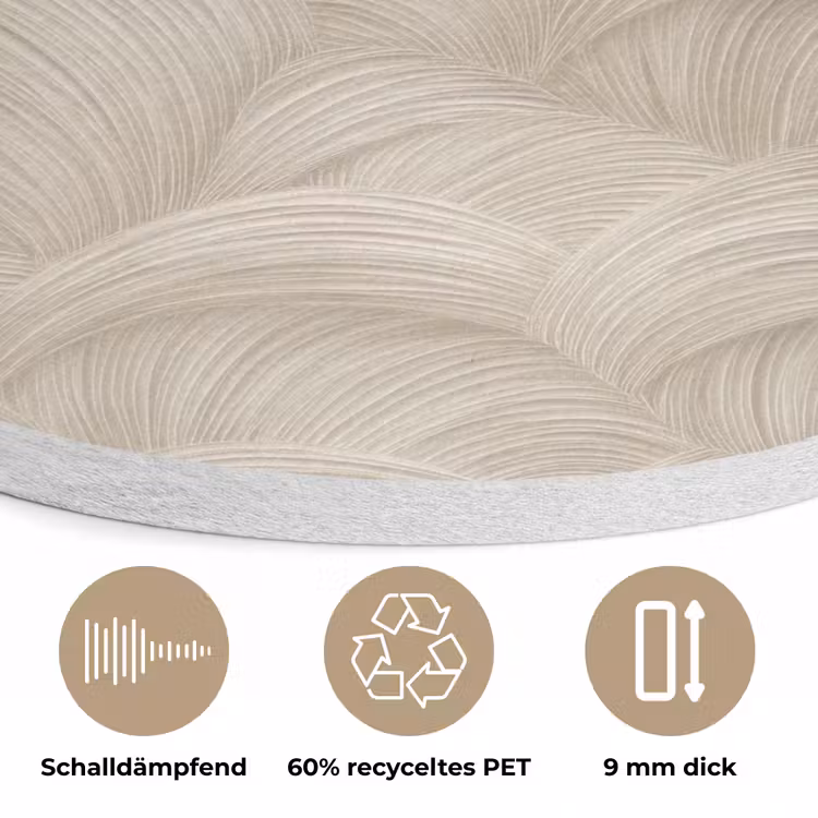 Bogen - Patroon - Beige Akoestische PET Vilt - Rond klein 838 -closeup_DE