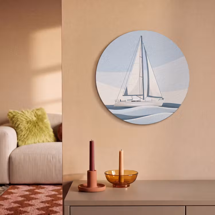 Boot - Zeil - Zee - Modern - Beige Akoestische PET Vilt - Rond klein -sfeer1
