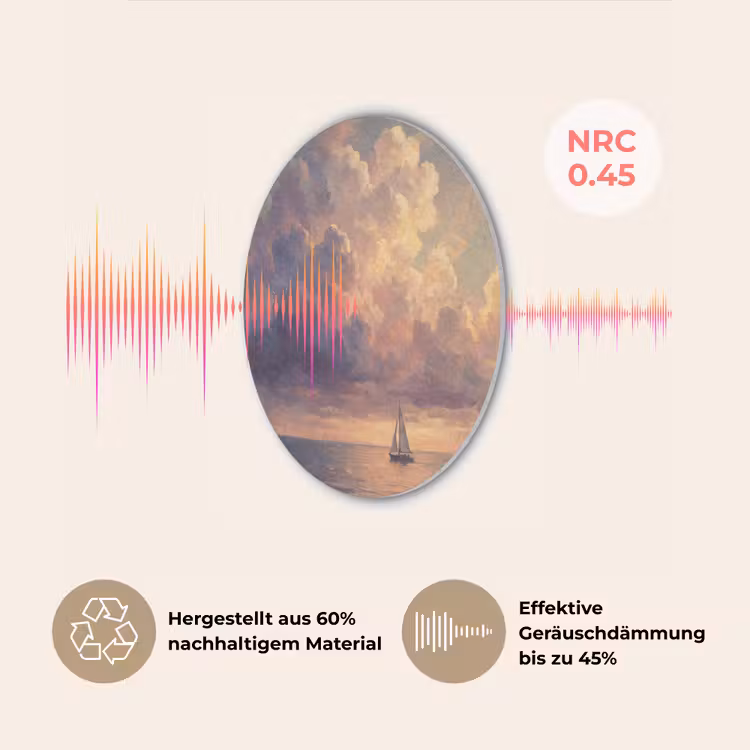 Boot - Zonsondergang - Zee - Natuur - Goud Akoestische PET Vilt - Rond klein -USP_DE