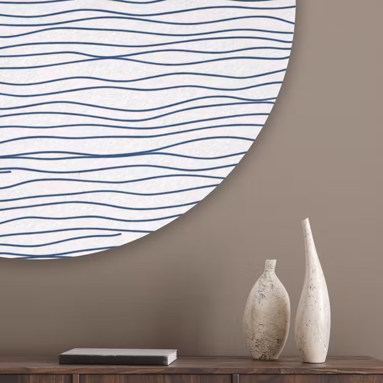 Boot - Water - Rood - Illustratie - Minimalistisch Akoestische PET Vilt - Rond klein -sfeer5_closeup