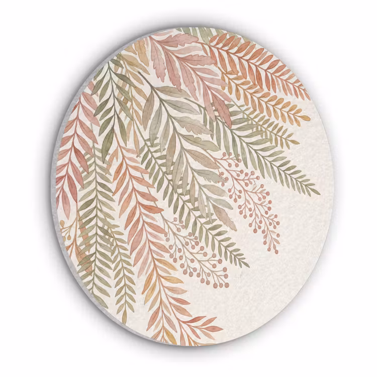 Botanisch - Aquarel - Kleurrijk Akoestische PET Vilt - Rond klein -3d