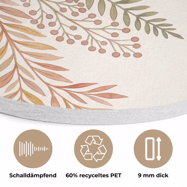 Botanisch - Aquarel - Kleurrijk Akoestische PET Vilt - Rond klein -closeup_DE
