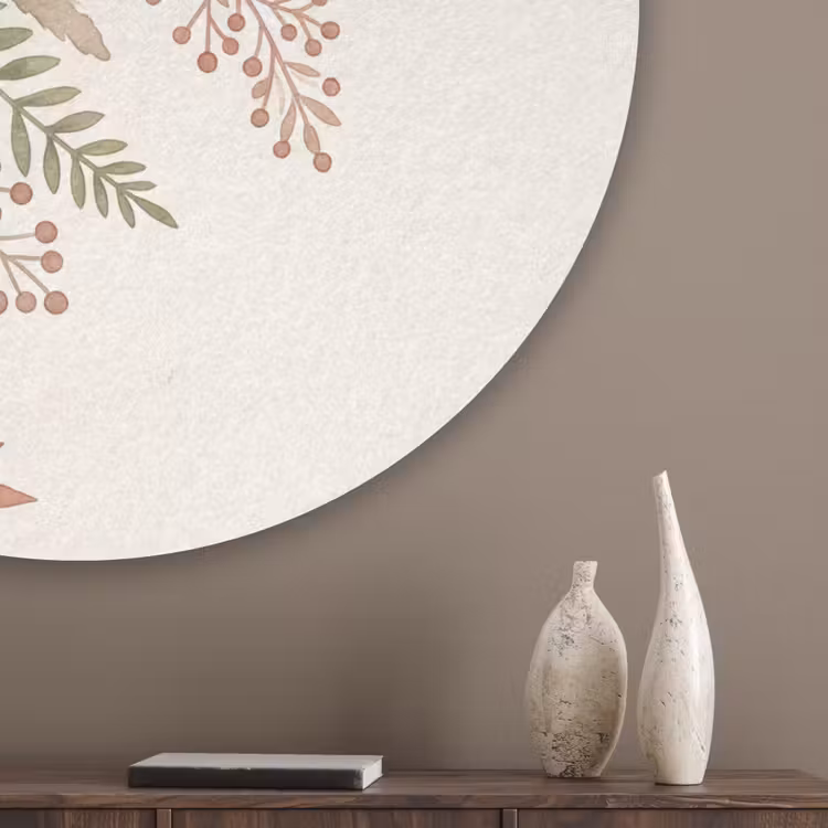 Botanisch - Aquarel - Kleurrijk Akoestische PET Vilt - Rond klein -sfeer5_closeup