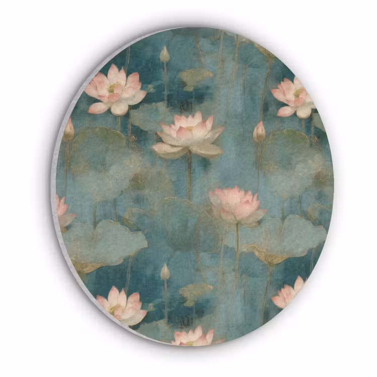 Botanisch - Bloemen - Roze Akoestische PET Vilt - Rond klein 838 -3d