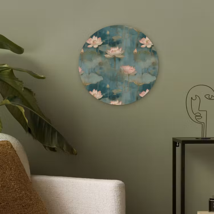 Botanisch - Bloemen - Roze Akoestische PET Vilt - Rond klein 838 -sfeer2
