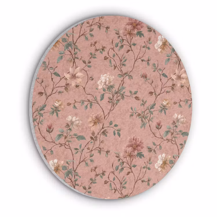 Botanisch - Bloemen - Roze Akoestische PET Vilt - Rond klein 838 -3d