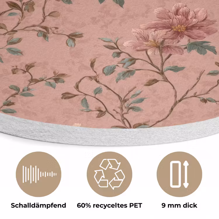 Botanisch - Bloemen - Roze Akoestische PET Vilt - Rond klein 838 -closeup_DE