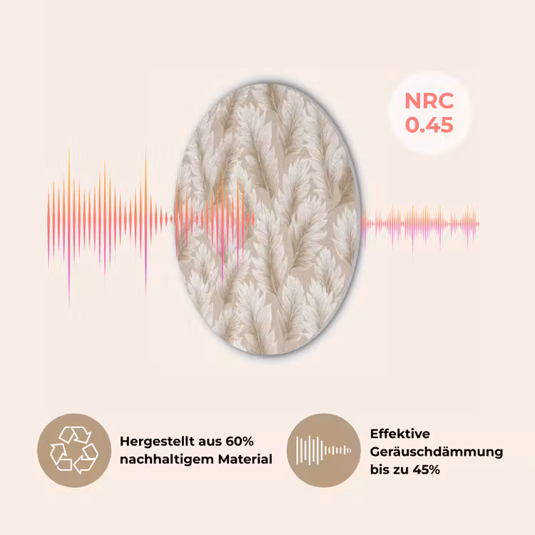 Botanisch - Patroon - Beige Akoestische PET Vilt - Rond klein 838 -USP_DE