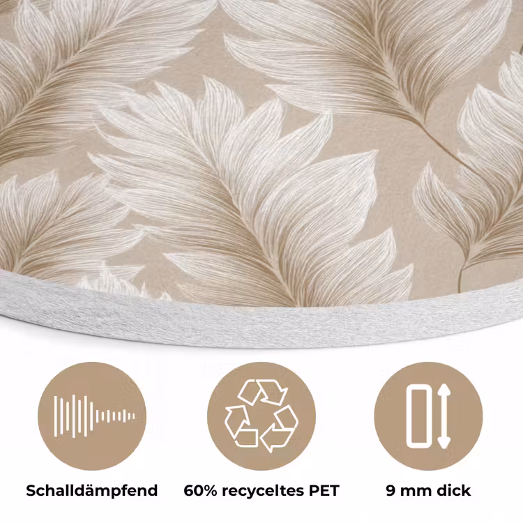 Botanisch - Patroon - Beige Akoestische PET Vilt - Rond klein 838 -closeup_DE