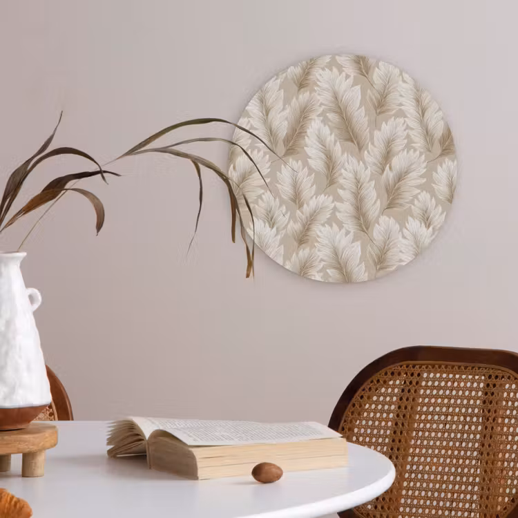 Botanisch - Patroon - Beige Akoestische PET Vilt - Rond klein 838 -sfeer3