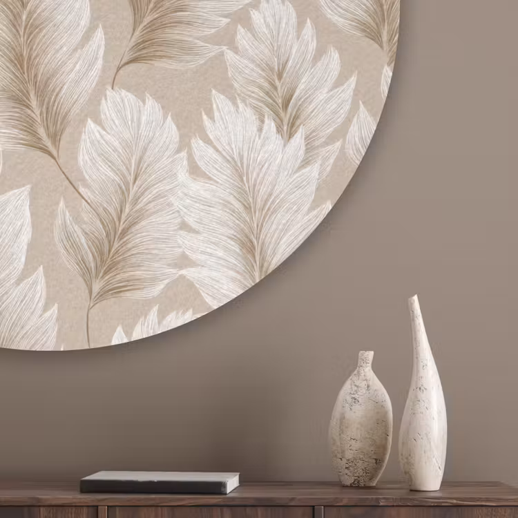 Botanisch - Patroon - Beige Akoestische PET Vilt - Rond klein 838 -sfeer5_closeup