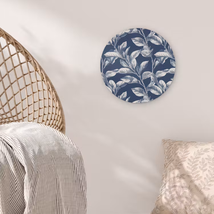Botanisch - Patroon - Blauw Akoestische PET Vilt - Rond klein 838 -sfeer4