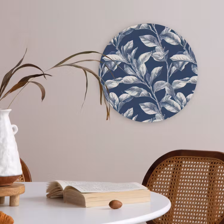 Botanisch - Patroon - Blauw Akoestische PET Vilt - Rond klein 838 -sfeer3