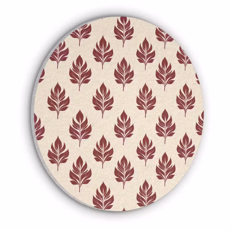 Botanisch - Patroon - Bordeaux Akoestische PET Vilt - Rond klein 838 -3d