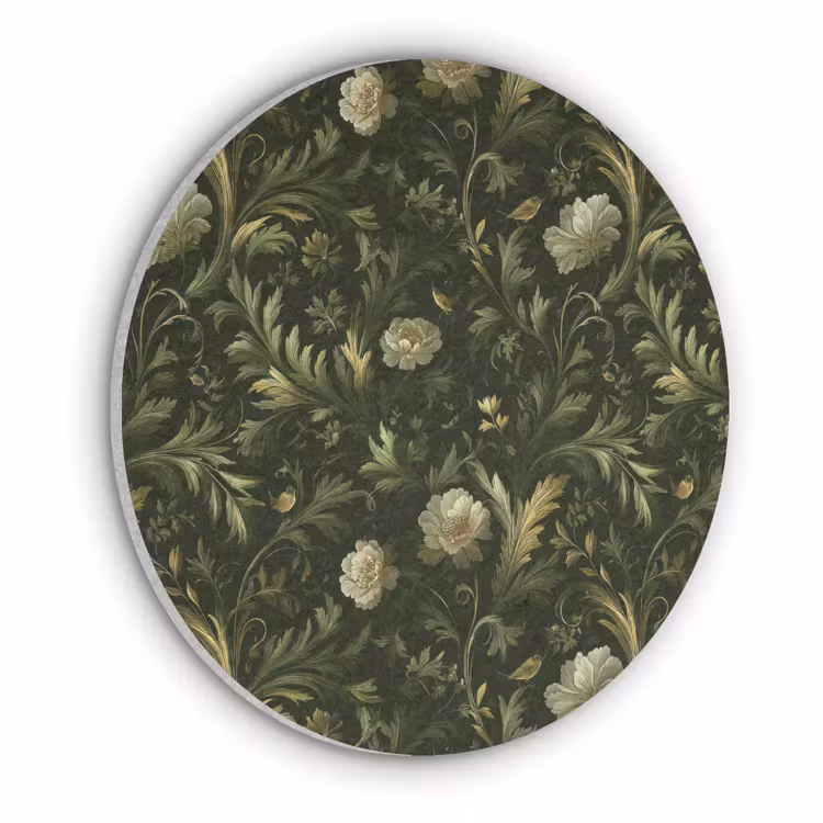 Botanisch - Naadloos - Bloemen Akoestische PET Vilt - Rond klein 838 -3d