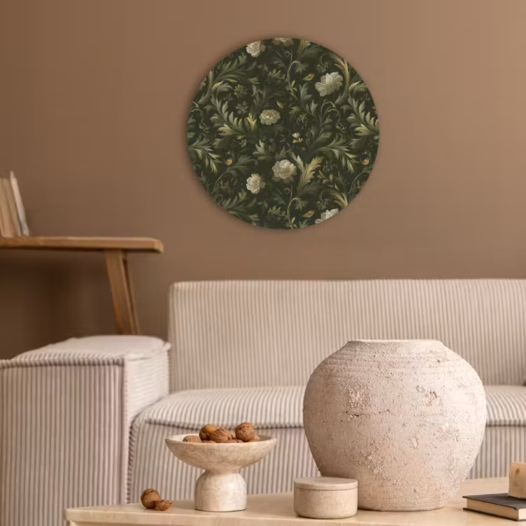 Botanisch - Naadloos - Bloemen Akoestische PET Vilt - Rond klein 838 -sfeer1