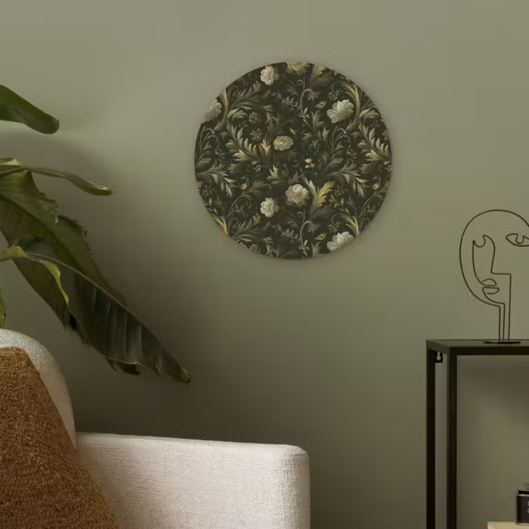 Botanisch - Naadloos - Bloemen Akoestische PET Vilt - Rond klein 838 -sfeer2