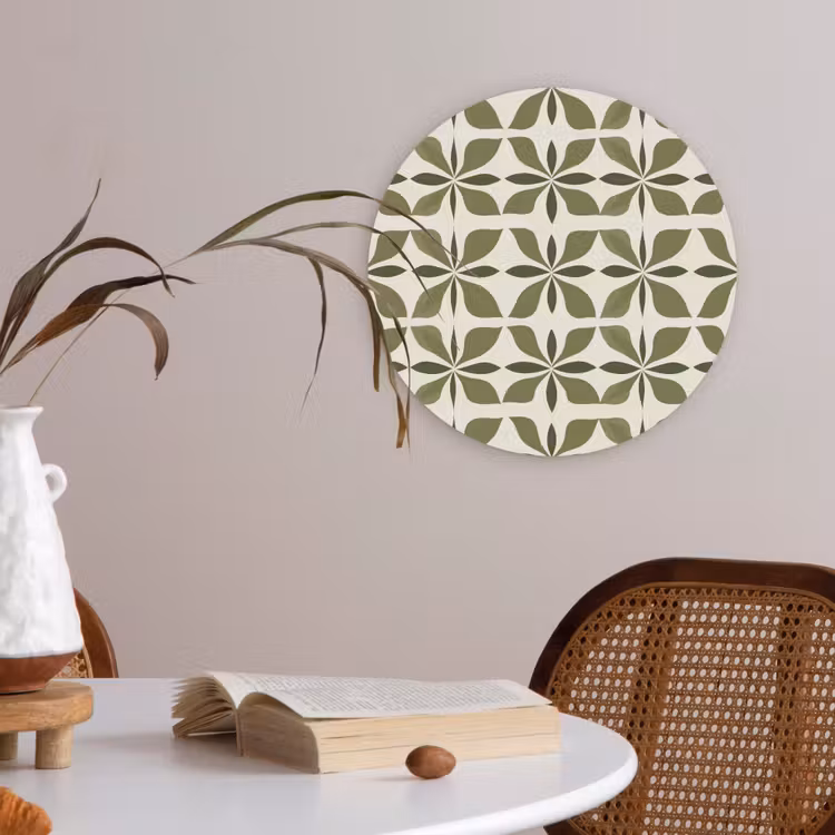 Botanisch - Retro - Groen Akoestische PET Vilt - Rond klein 838 -sfeer3
