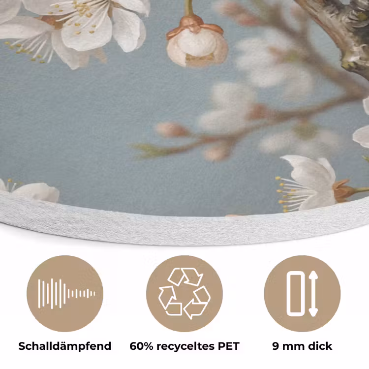 Botanisch - Stilleven - Blauw Akoestische PET Vilt - Rond klein -closeup_DE