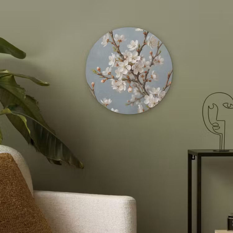 Botanisch - Stilleven - Blauw Akoestische PET Vilt - Rond klein -sfeer2