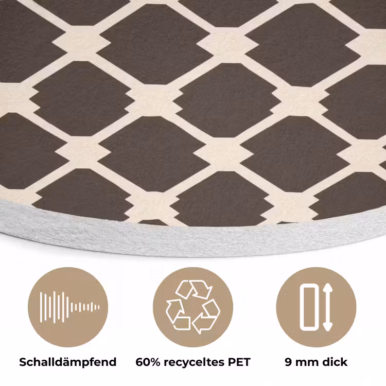 Bruin - Ruitpatroon - Geometrisch Akoestische PET Vilt - Rond klein 838 -closeup_DE