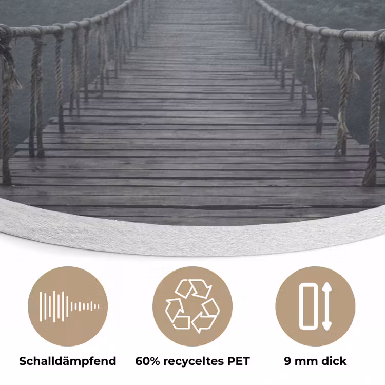 Brug - Jungle - Mist - Natuur Akoestische PET Vilt - Rond klein -closeup_DE