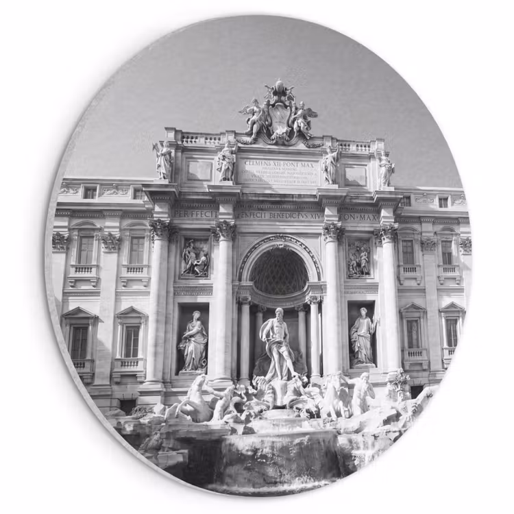 Fontein - Beelden - Architectuur - Zwart-wit Akoestische PET Vilt - Rond klein -3d