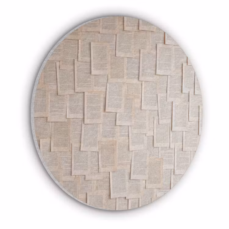 Boekpagina - Collage - Literatuur - Vintage - Beige Akoestische PET Vilt - Rond klein -3d
