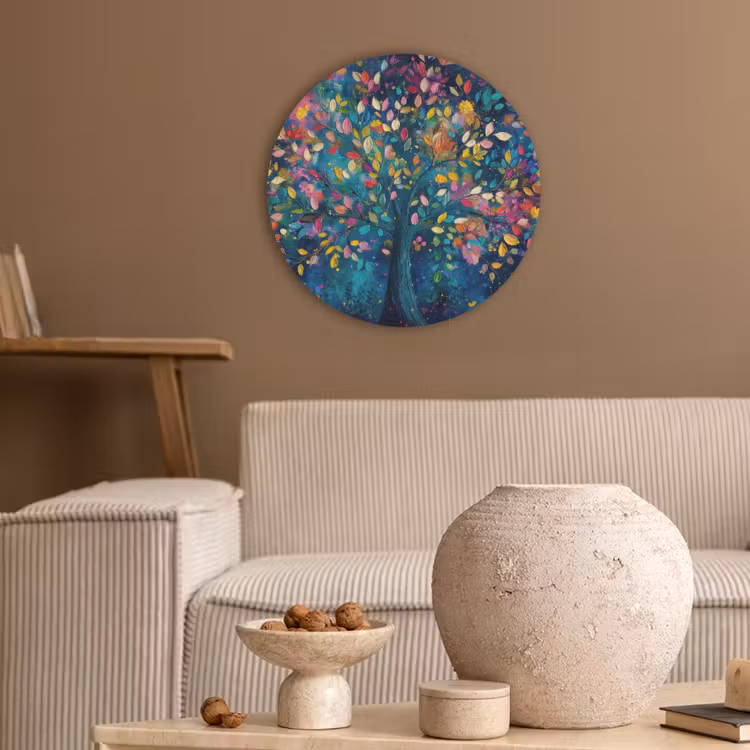 Kleurrijk - Boom - Magisch - Abstract Akoestische PET Vilt - Rond klein -sfeer1