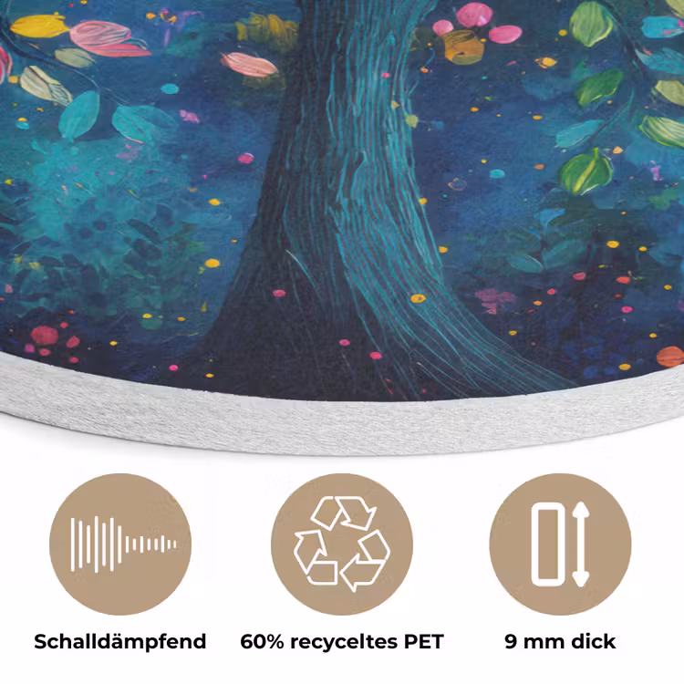 Kleurrijk - Boom - Magisch - Abstract Akoestische PET Vilt - Rond klein -closeup_DE