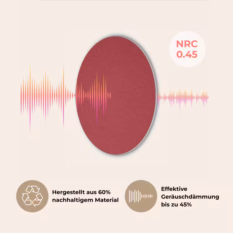 Burgundy - Wine - Rood Akoestische PET Vilt - Rond klein 838 -USP_DE