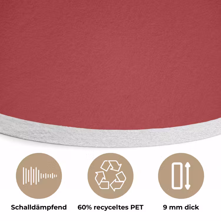 Burgundy - Wine - Rood Akoestische PET Vilt - Rond klein 838 -closeup_DE